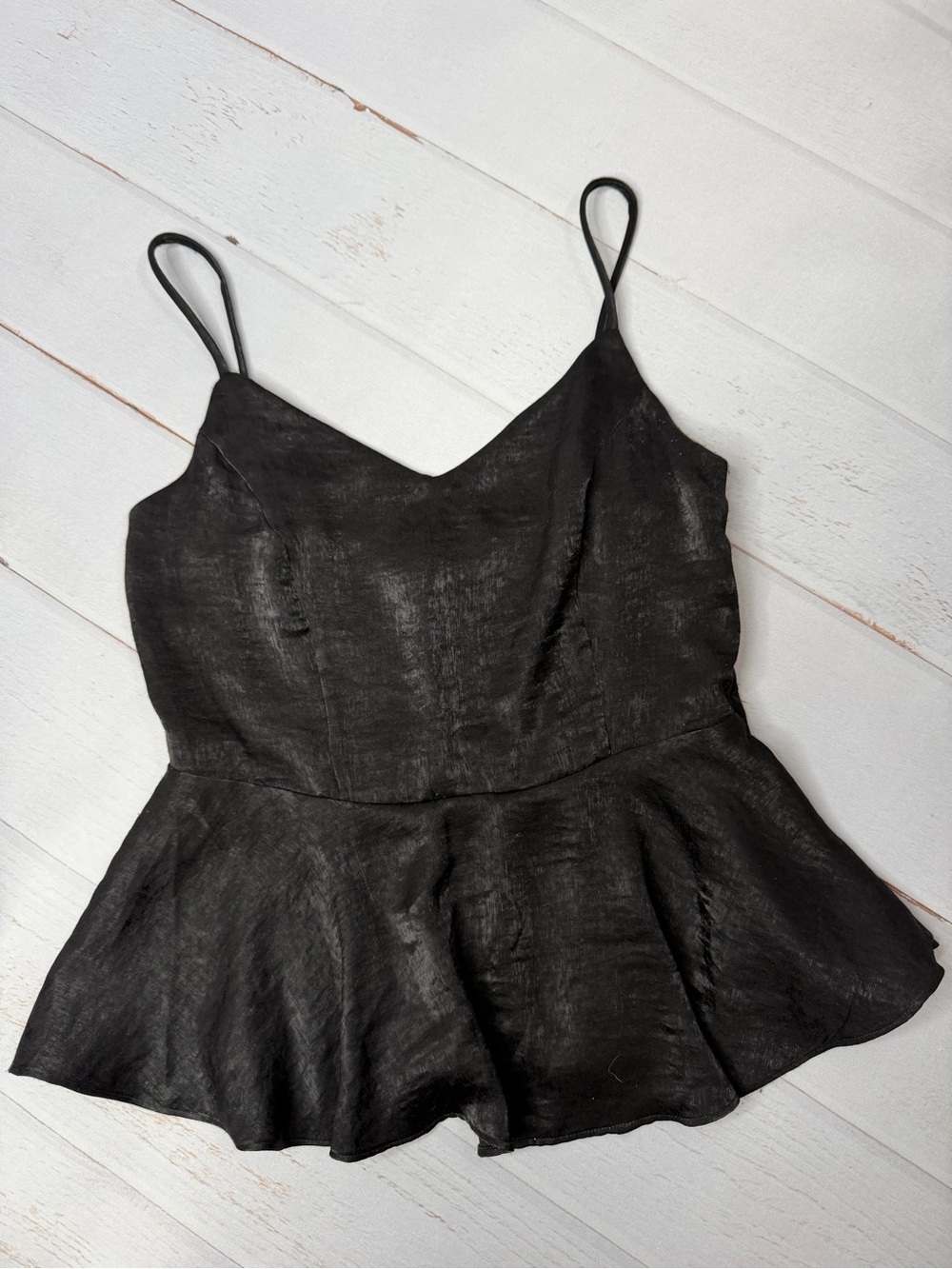 Altar'd State Black Velvet Peplum Cami Top Size Medium